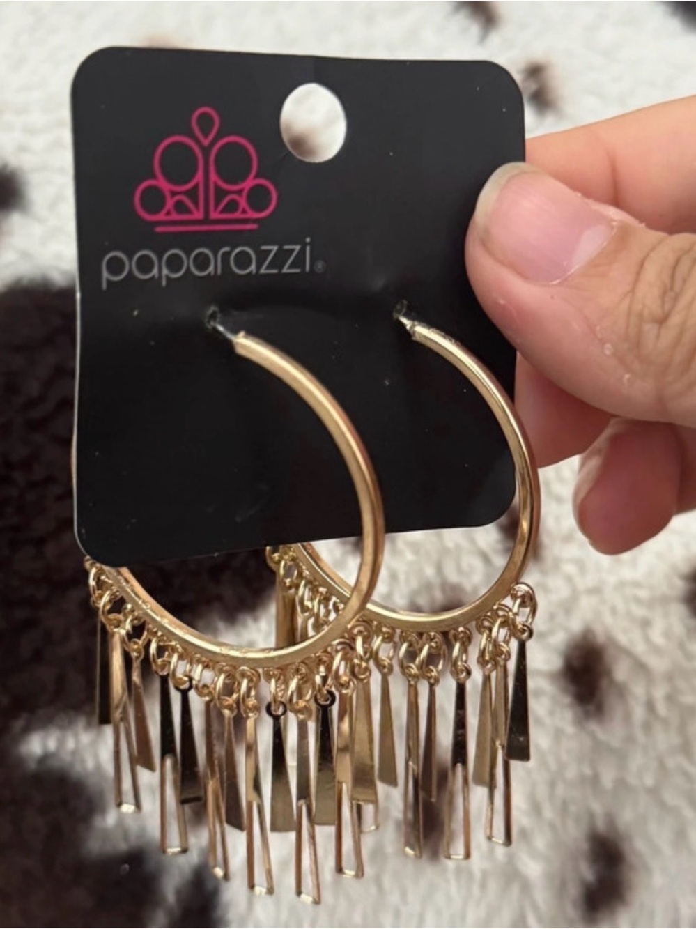 paparazzi Gold Dangle Fringe Hoop Earrings